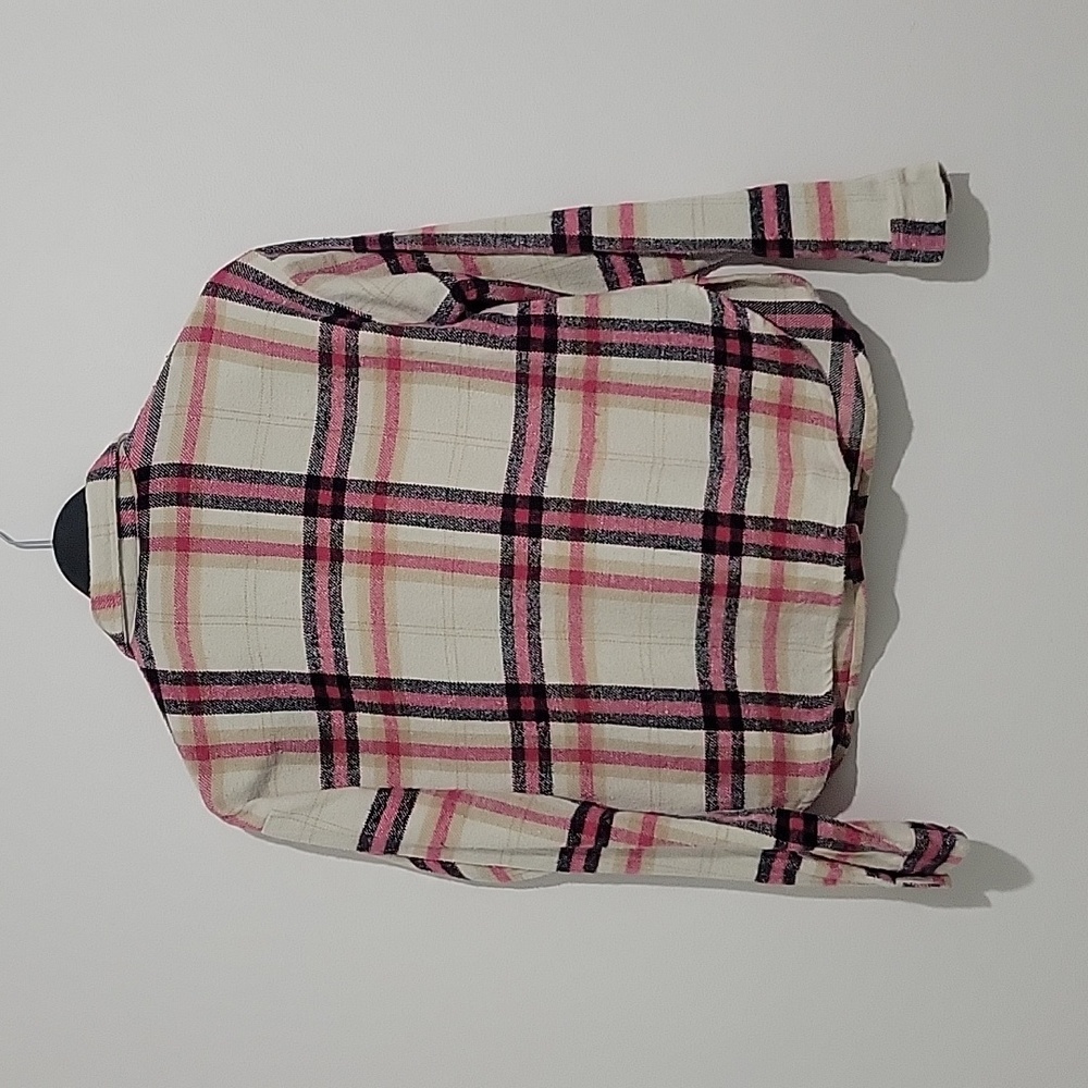 MISS SELFIE WOMEN'S FLANNEL PLAID BUTTON DOWN COLLARD SHAKET SHIRT  PIN… - Picture 10 of 11